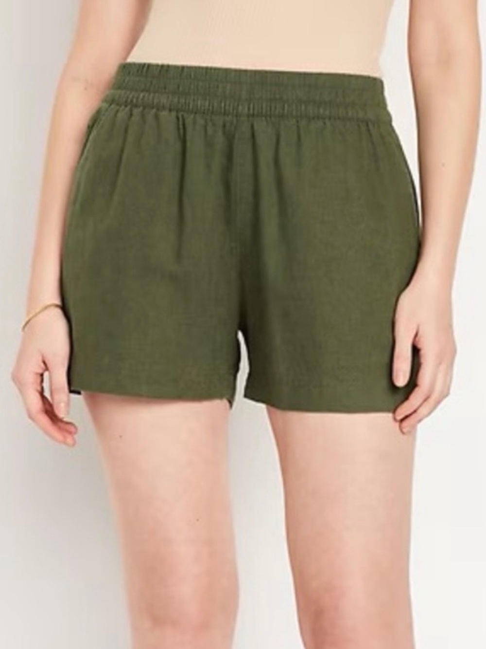 Old Navy High-Waisted Linen
Blend Pull-On Shorts Olive
Green XSmall